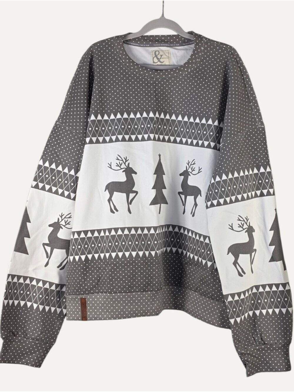 Ampersand Avenue Oh What Fun Holiday Pullover 3XL XXXL Reindeer Christmas NWT